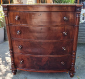VICTORIAN BOWFRONT CHEST OF DRAWERS   PRICE: R9750.00 ; {106CM X 54 X 115H}