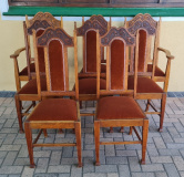 SET OF 8 CARVED OAK HIGH BACK DINING CHAIRS   PRICE: R1750.00 PER CHAIR