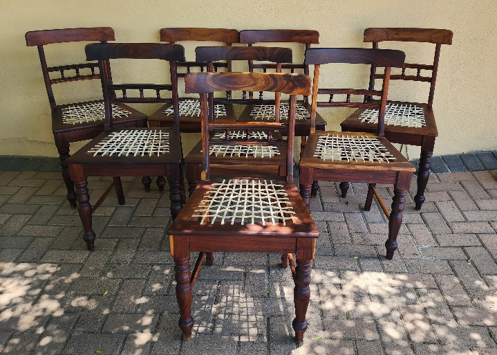 SET OF 8 BLACKWOOD DINING CHAIRS , R1750.00 PER CHAIR