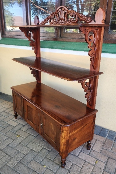 HANDSOME ROSEWOOD 3 TIERED SERVER, PRICE: R13500.00 ; {127CM X 43 X 161H}