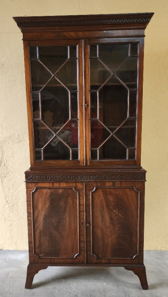 SMALL VICTORIAN ROSEWOOD LIBRARY CABINET   PRICE: R14500.00 ; {82CM X 31 X 172H}