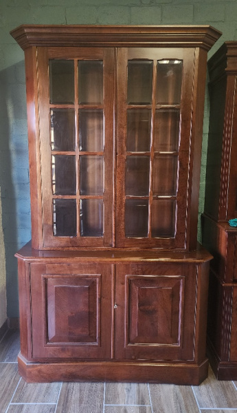 MAHOGANY DISPLAY BOOKCASE WITH BEVELLED GLASS, PRICE: R18500.00 , 132CM X 54 X 220H